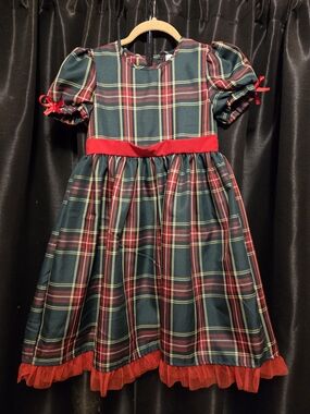 SHEIN Dark Green and Red Plaid Holiday Party Dress